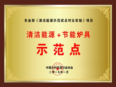 清潔能源+節(jié)能爐具示范點(diǎn)證書